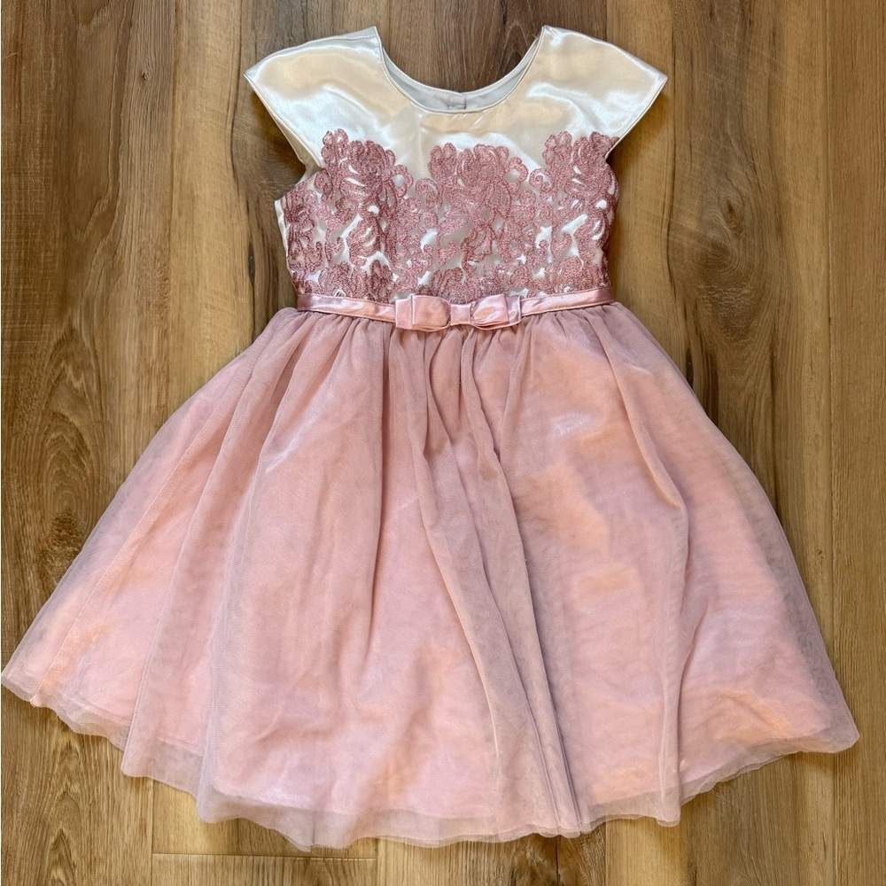 Jona Michelle Pink and Cream Formal Kids Dress